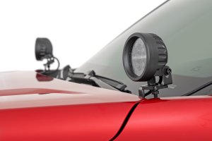 Toyota Tacoma LED Light Kit - Ditch Mount - Rough Country - Black Series Round, 3.5 Inch, Amber DRL - Black - 2024+